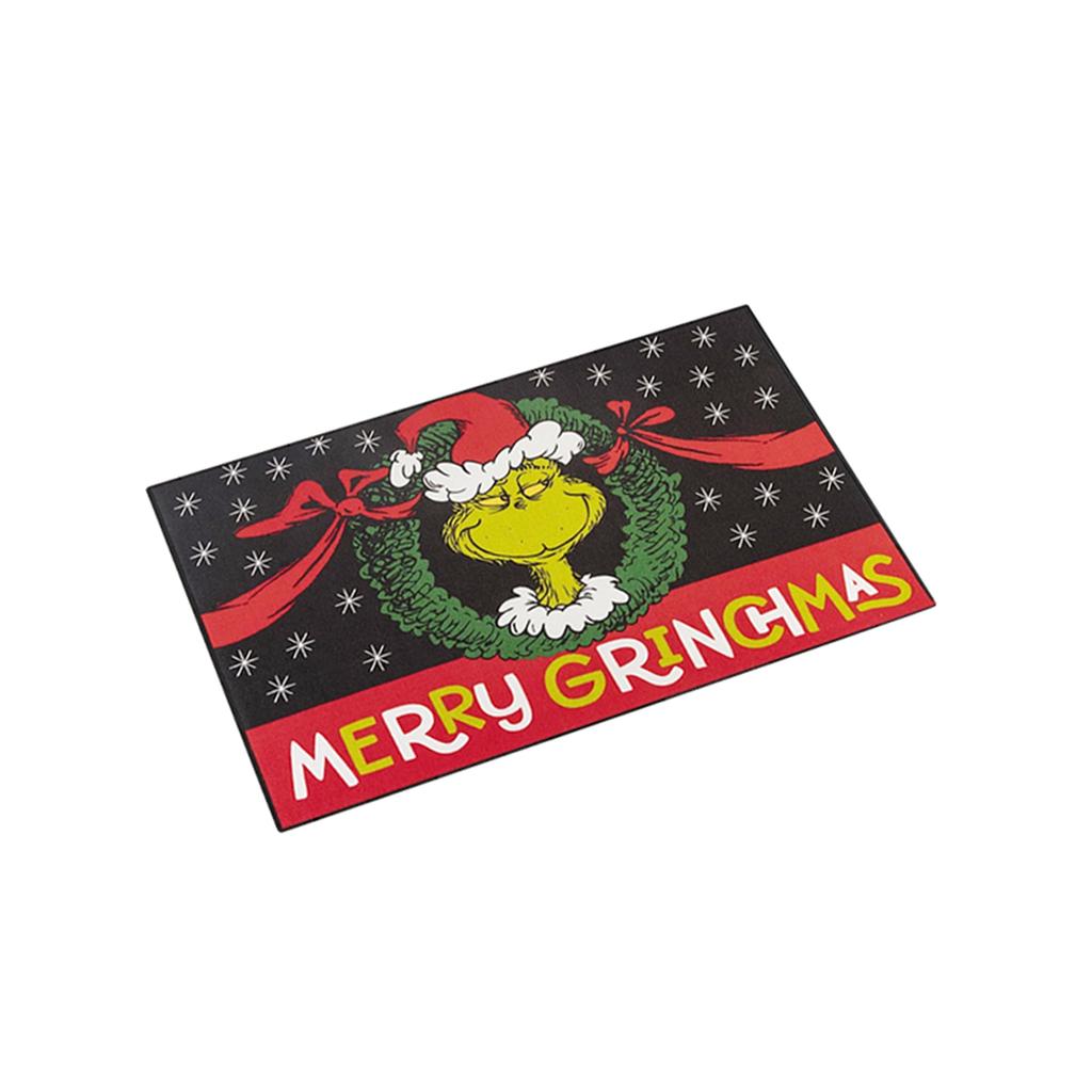 Christmas Cartoon Character Decorative Front Door Mat, Green Xmas Welcome Doormat Indoor Outdoor Non- Floor Entryway Rug, Funny Winter Holiday Home K