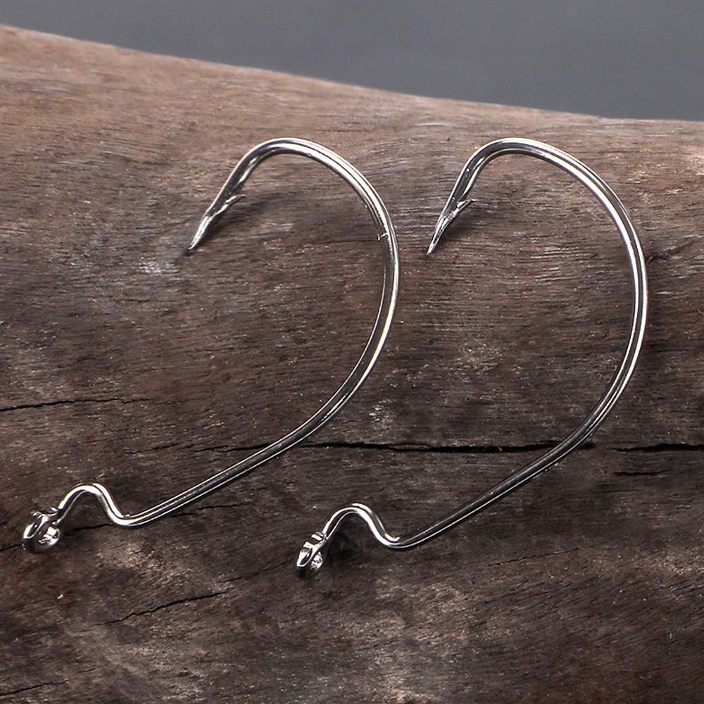 50pcs Super Strong Wide Gap Worm Hooks 2#-3/0# for Soft Plastic Baits Saltwater Freshwater Fishing