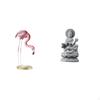 Flamingo Resin Bird Sculpture Modern Art Figurine with Metal Stand for Garden Flowerbed Guan Yin