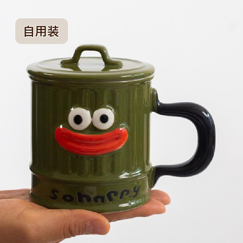 Mug with Lid for Home Use, Ceramic Cup for Drinking Water, Birthday Gift for Girls, Funny Couple Cup, Graduation Cup