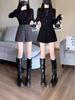 Women's High-Waist Gray Wool Blend Wide-Leg Shorts for Autumn/Winter: 2026 A-Line Casual Outerwear with Boots
