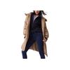 Levis Casual Loose Comfortable Solid Color Hooded Long Sleeve Mid-Length Down Jacket Women Outerwear Coffee 002PY-0001