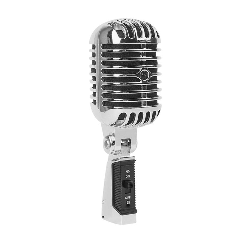 

Vintage Dynamic Vocal Microphone Antique Nostalgic Metal Appearance for Stage Performances and Singing срібний