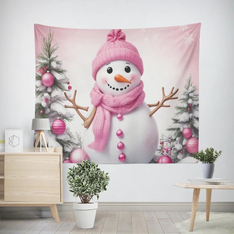 

Новогодний рождественский милый узор снеговика для гостиной и спальни, декоративный гобелен 100x75cm