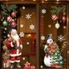 2 Pieces Glass Door Decals Festive Holiday Window Decoration with Santa and Snowman LowProfile