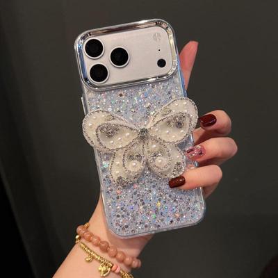 Epoxy Glitter Bow Phone Case for iPhone 15/12/11, Fits Apple 17 Pro Max, Includes Lanyard