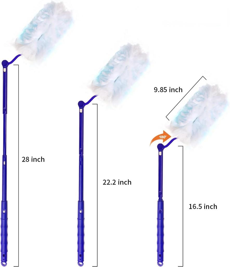 Disposable Electrostatic Duster Brush with Adjustable Handle Replace Refills for Home Office Blinds Car Duster Cleaning Tool