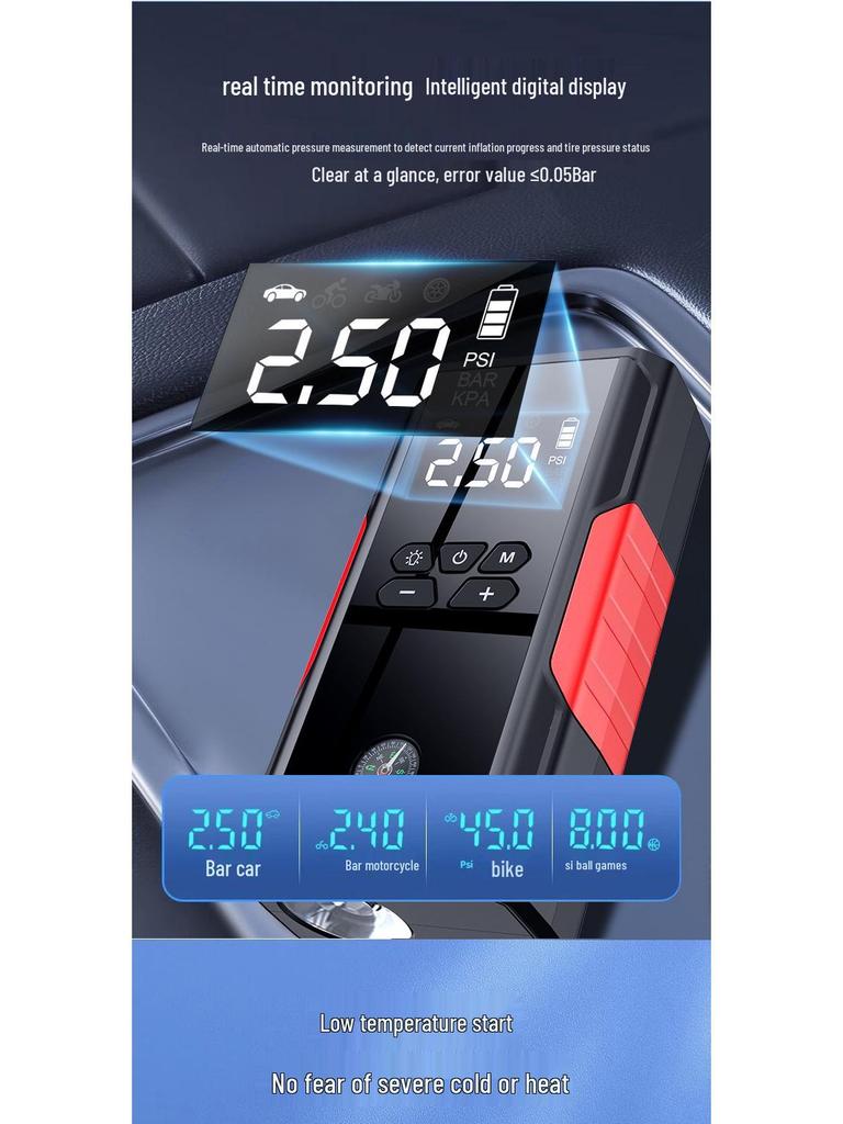 All-in-One 12V Car Battery Jump Starter & Inflator Power Bank