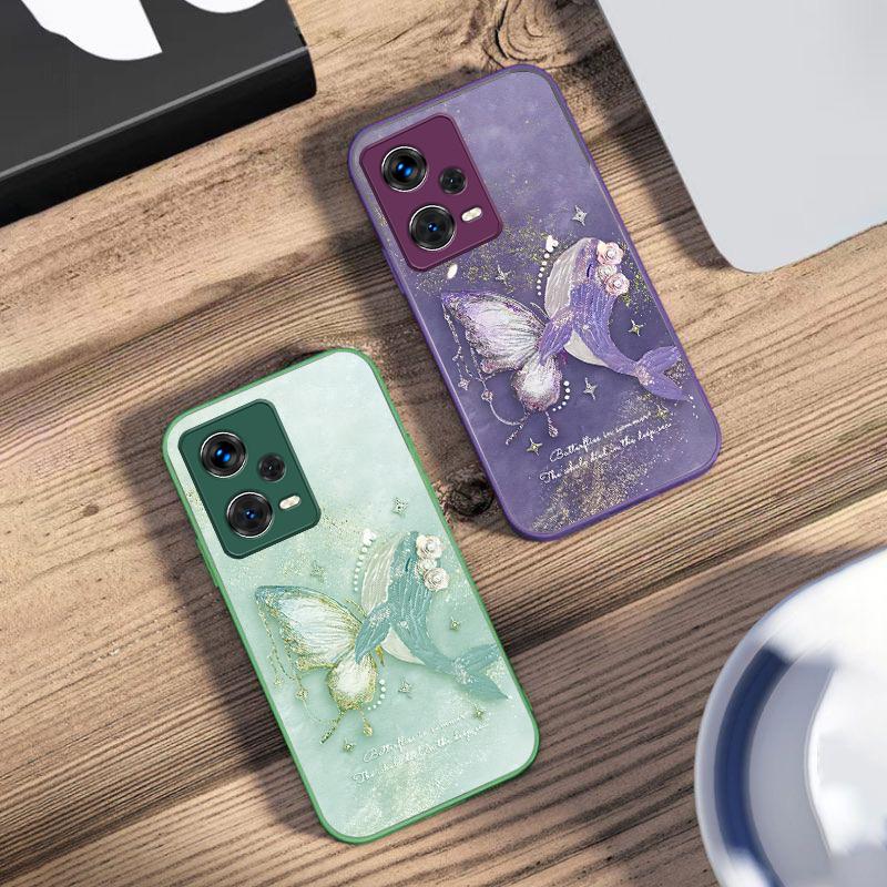 Dreamy Butterfly Colors For Xiaomi 14 Ultra 13 Lite Redmi Note 13 11 Pro 12 Plus Poco X6 3 Pro F4 6 GT Tempered Glass Phone Case