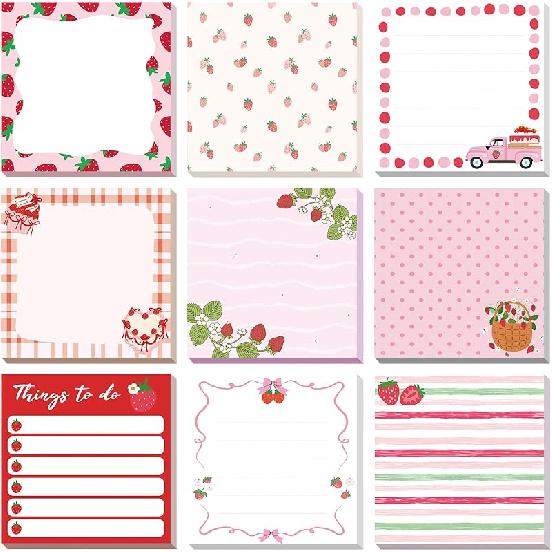

9 Pads Highland Cow Sticky Notes 3x3 Inch Cute Self Stick Notepads Notes Adhesive Memo Pad Office Decor Gifts for Students School Teacher Meeting земляничный