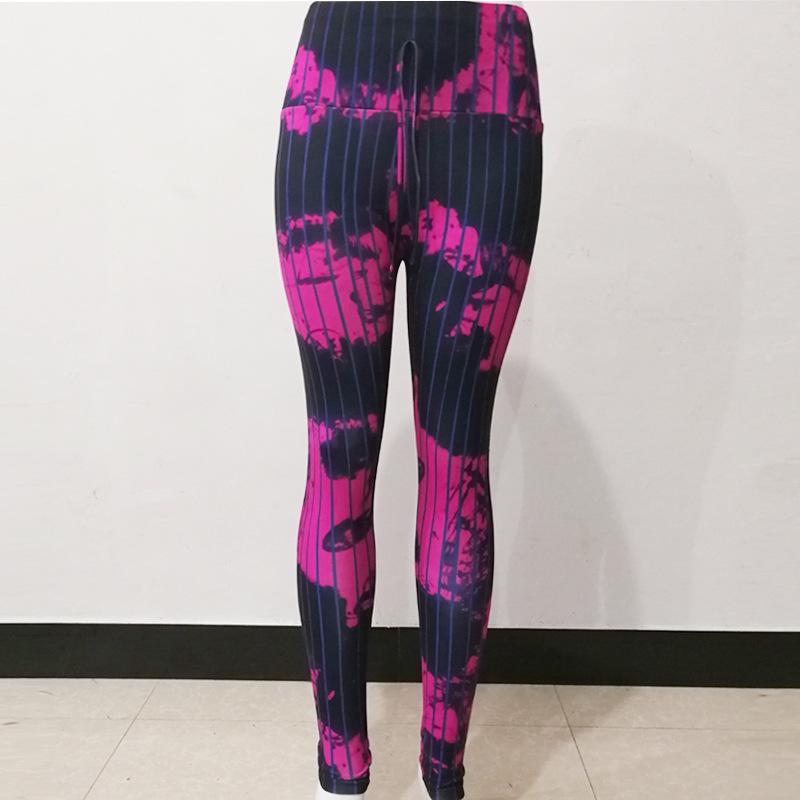 Abstract Line Print Sportowe Legginsy Bazowe Sexy z Wysokim Stanem Podnoszące Pośladki Spodnie do Jogi