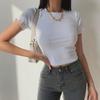 Women's Slim Fit Short Sleeve Cropped Turtleneck T-Shirt - Solid Color Summer Sports Top