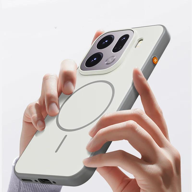 For OPPO Find X9 X9 Pro Case Magnetic Charge Double Color Matte PC +TPU Skin Feel Back Cover with Metal Button For Find X9 Funda