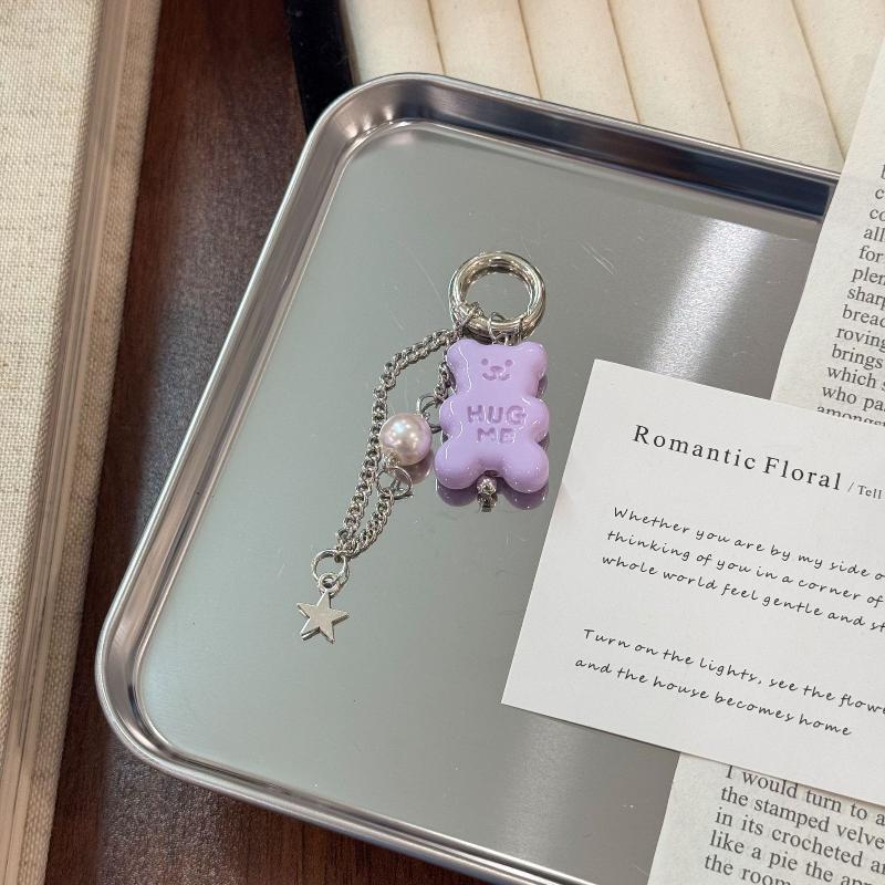 Cute Colorful Gummy Bear Keychains With Pearl And Star Charms For Backpack Decor Gifts For Girls Teens