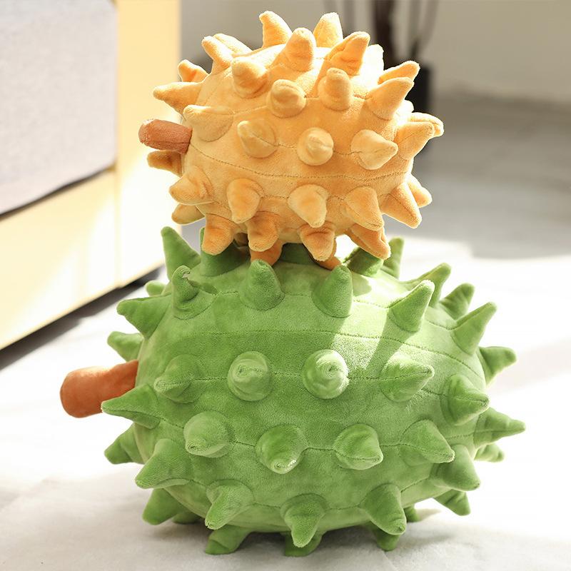 Wucifang Bags Unisex Green Kawaii Durian Plush Pillow Soft Fruit Stuffed Toy For Kids Birthday Gift Simulation Fruit Throw Cushion