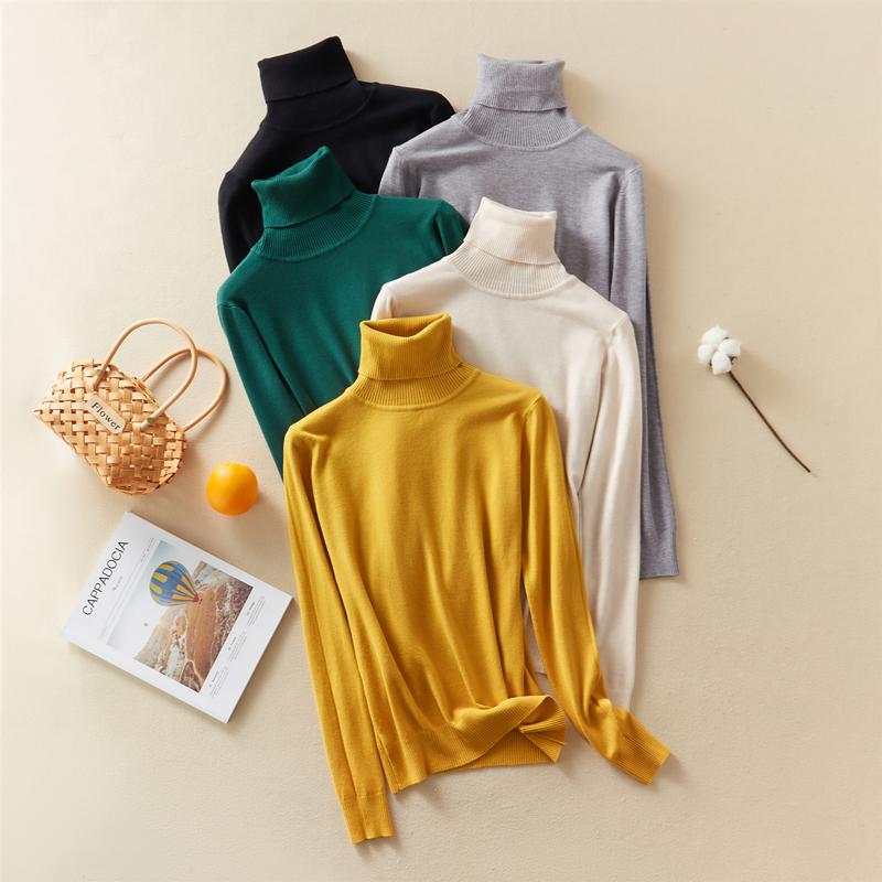 Winter Pull Top Autumn Solid Femme Pullover Thick Knitted Womens Turtleneck Oversize Women Sweater Knit Sweater Pullover Sweater
