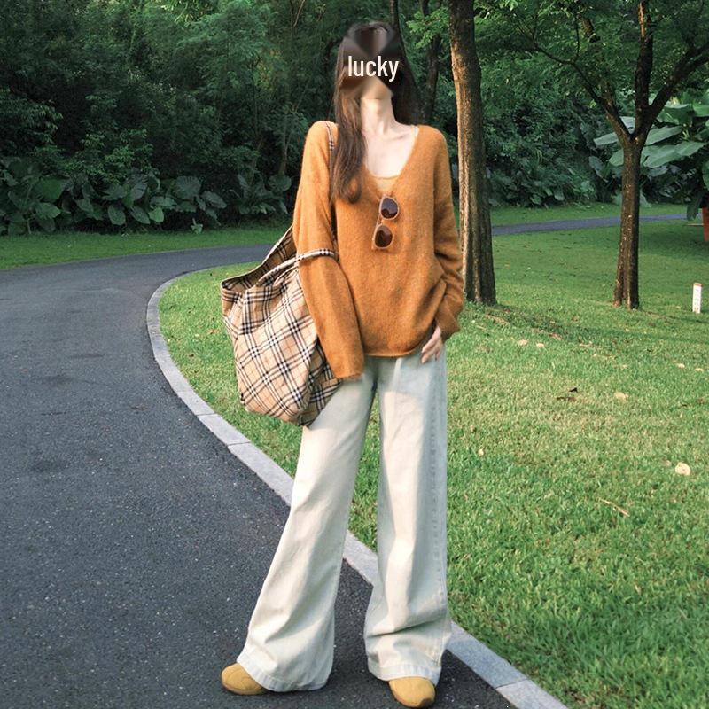 Women's Casual Versatile Knit Sweater: Petite, Long Sleeve, Collar - Perfect for Autumn and Winter