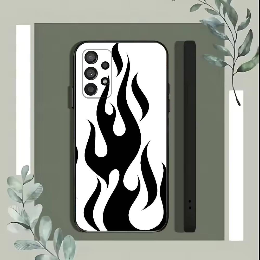 Creative Fashion Flame Phone Case For Samsung S25,S24,S21,S22,S23,S30,Ultra,S20,Plus,Fe,Lite,5G Black Cover