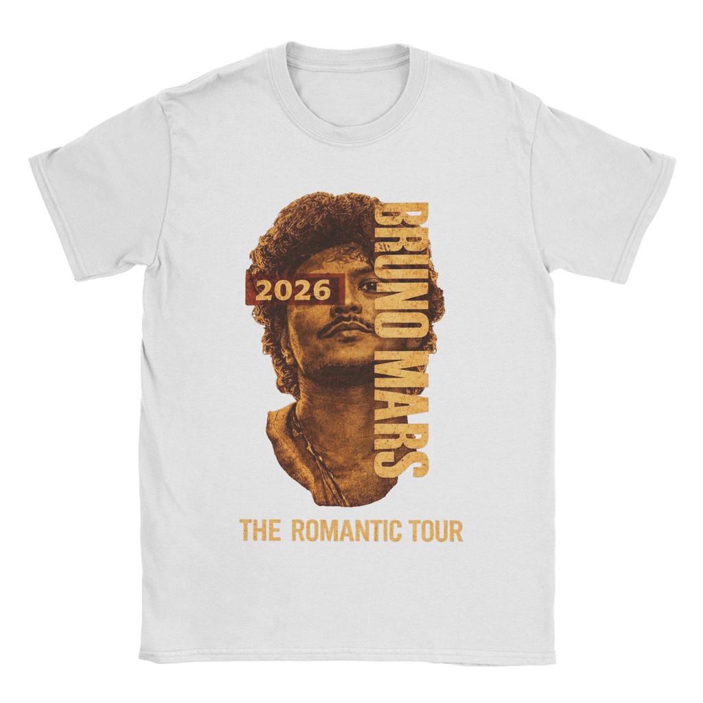 The Romantic Tour Bruno Mars 2026 Unisex T Shirt Novelty Tees Short Sleeve O Neck TShirt 100 Cotton New Arrival Tops