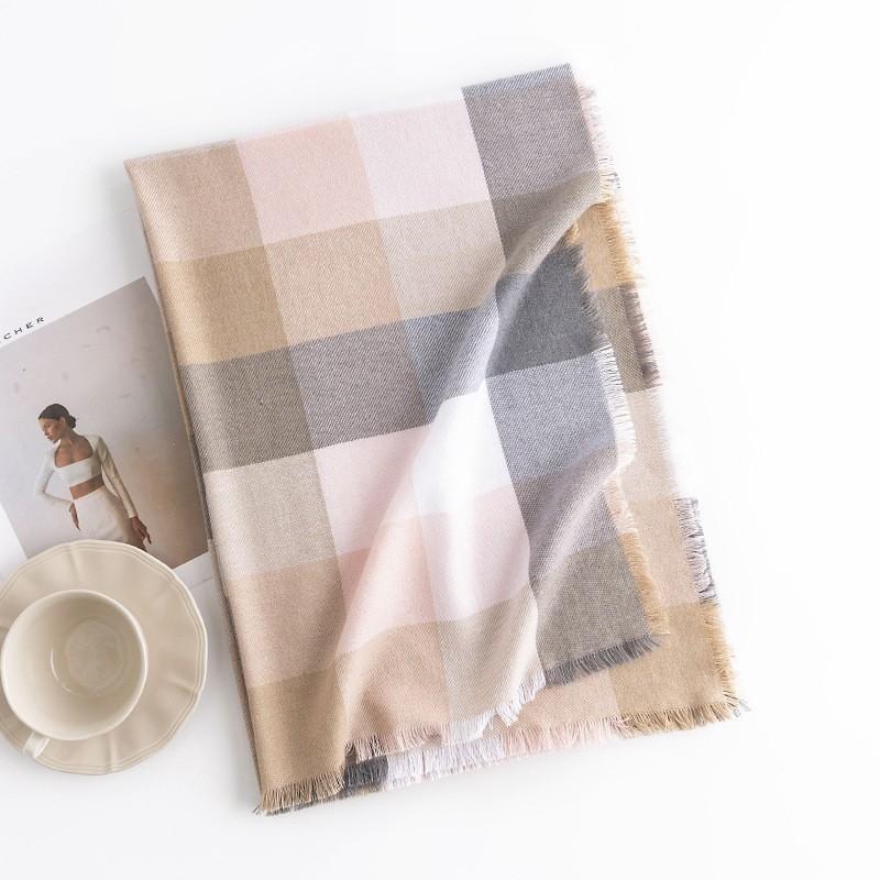 

Новый клетчатый мужской шарф из искусственного кашемира зимний для поездок на работу защита шеи от холода шарф простой теплый платок 180*35cm