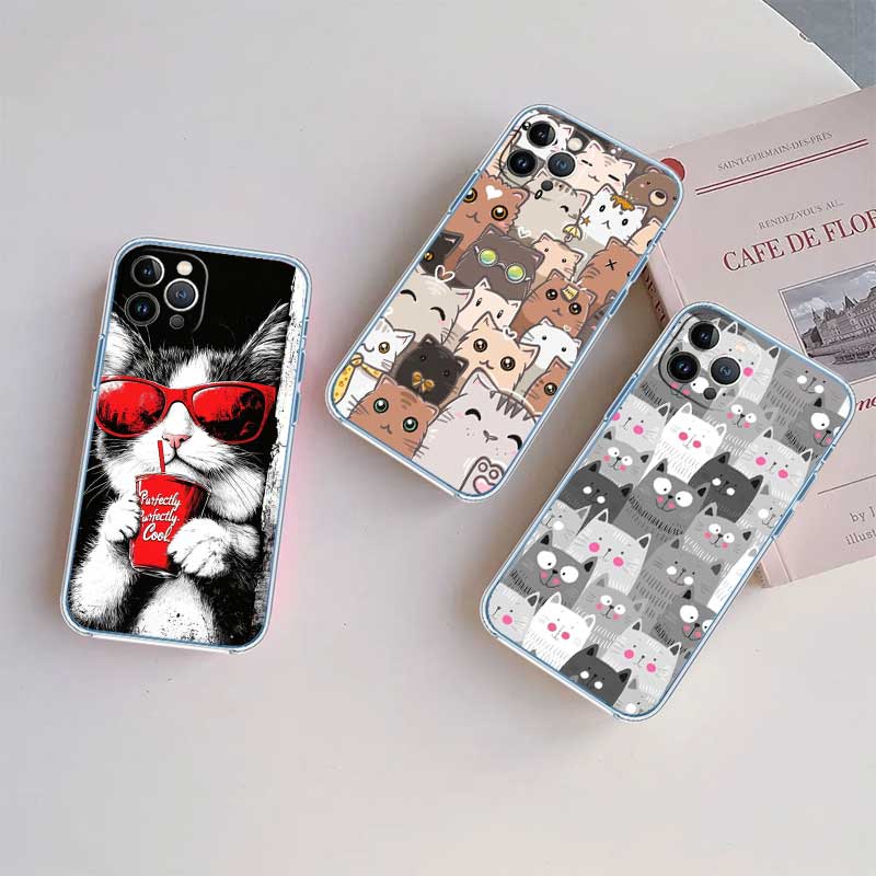 UP20 Cat Kitten Meow Transparent Phone Case for Samsung Galaxy A04 A04S A14 A23 A34 A54 M23 M33 M52 M53