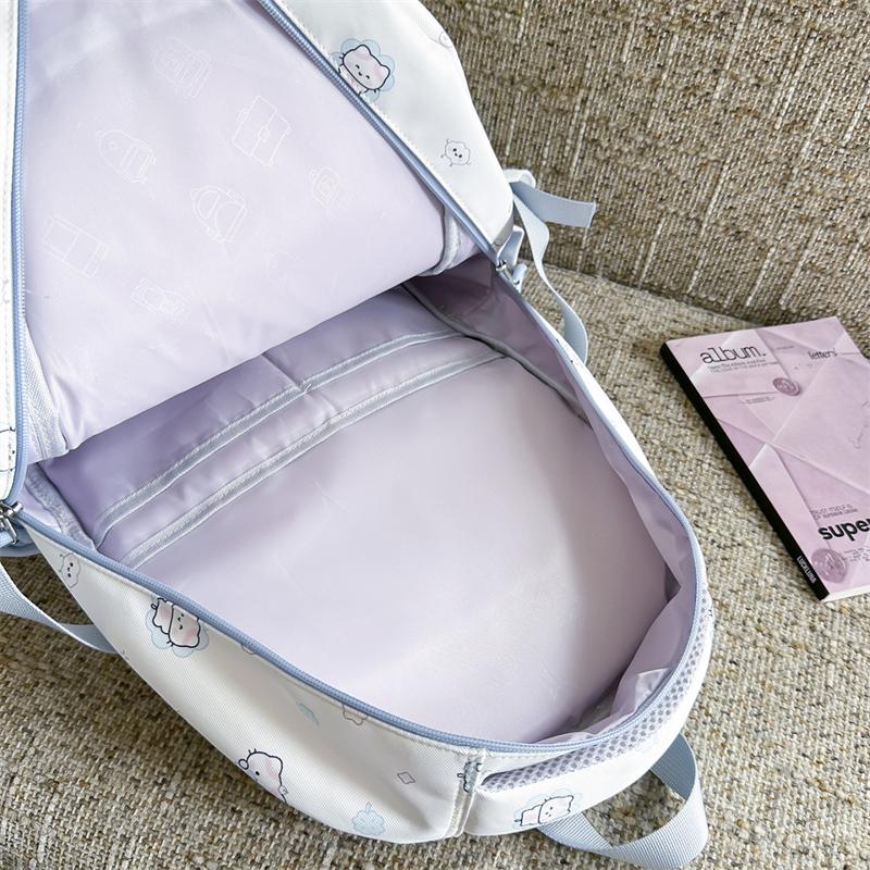 Color Block Cartoon Backpack Commuter Large Capacity Schoolbag Women's Lightweight Backpack