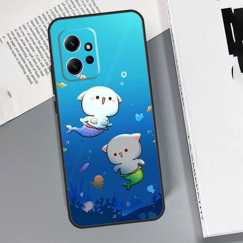 Cartoon Peach Mochi Cat Case For Xiaomi Redmi Note 11 Pro Note 12 8 9 10 Pro 12S 10S 11S 9S Redmi 12C 9C 10C Capa