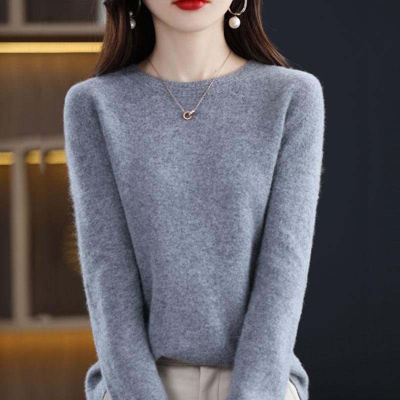 Kashmirtröja för kvinnor Qinghe kashmir 30% kashmir 70% ull Damtröja i höst och vinter i kashmir mjuk och varm