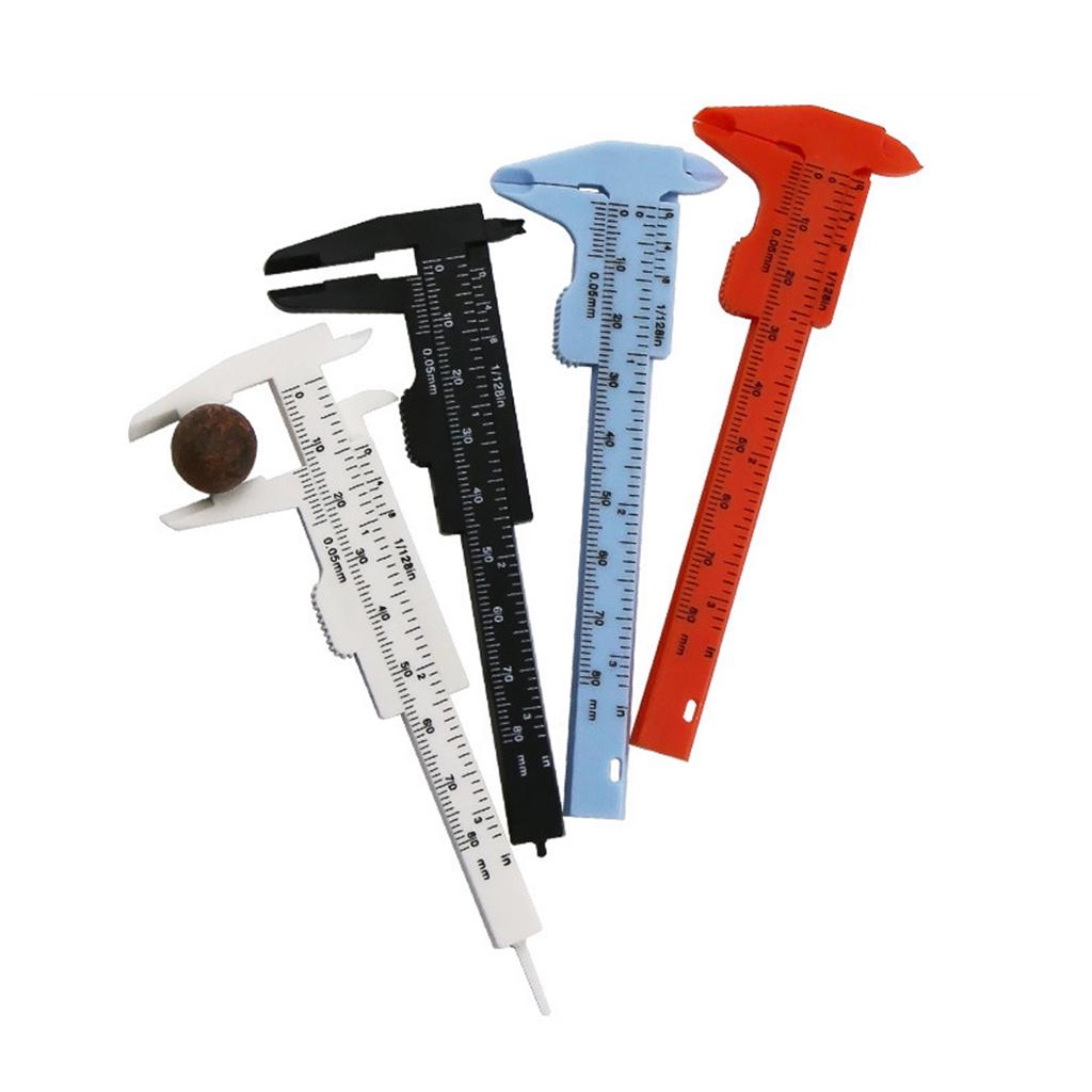 2pc 0-80mm Double Rule Scale Plastic Vernier Caliper Measuring Student Mini Tool 1