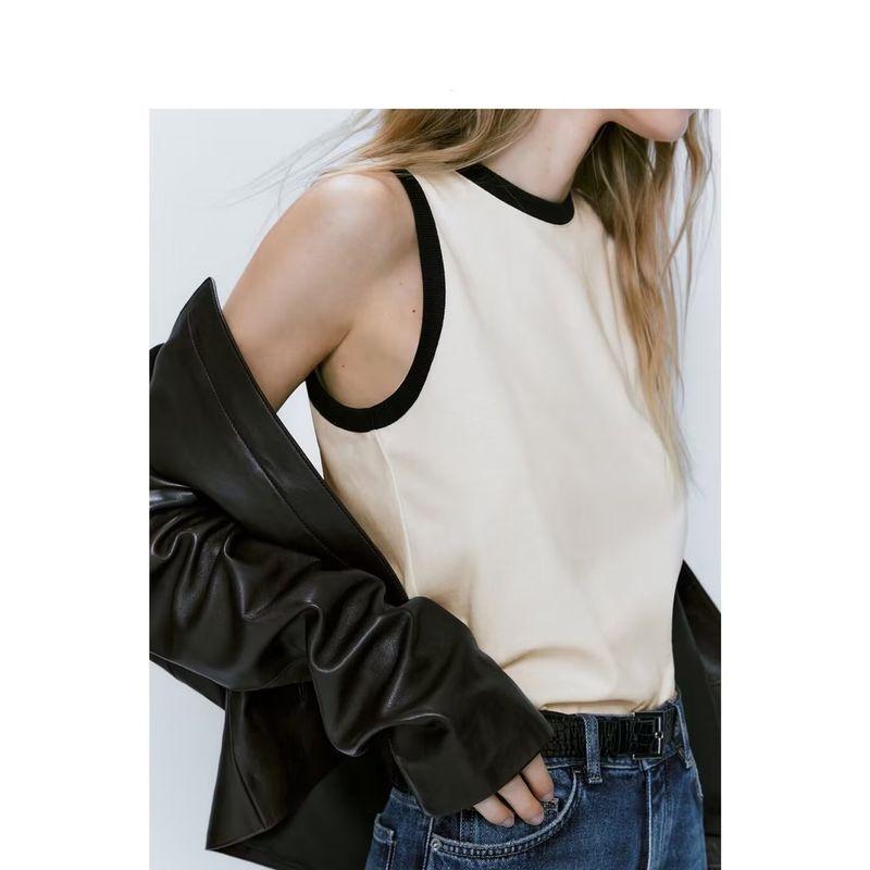 Spring New Top Silm Sleeveless Patchwork Vest MD