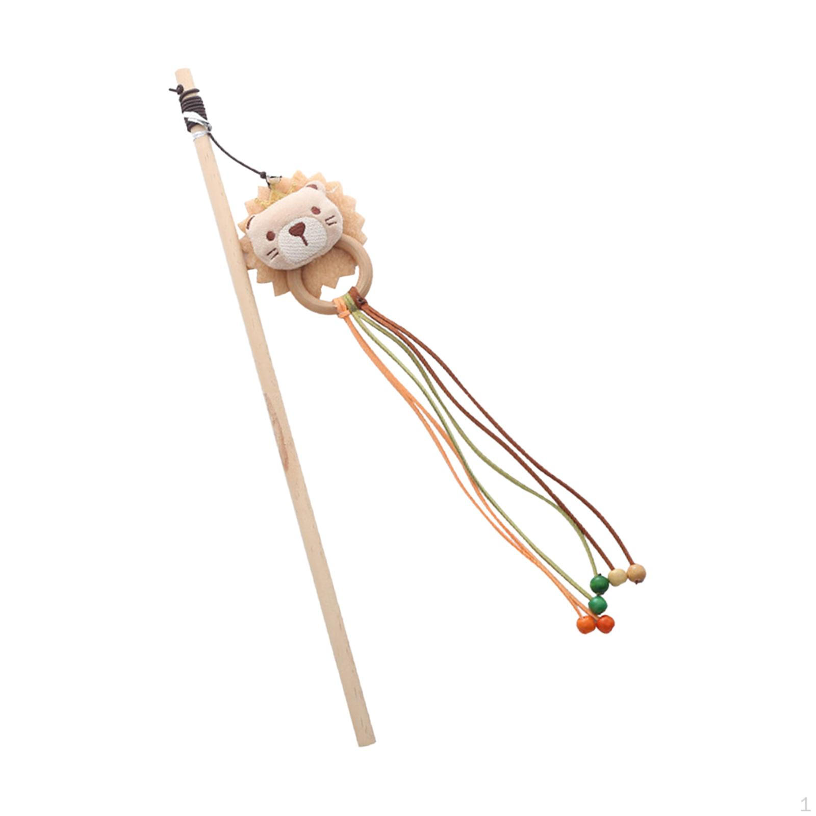 Cat Teaser Wand Toy Plush Catcher Exerciser Interactive with Bells for Other Pets, Bear