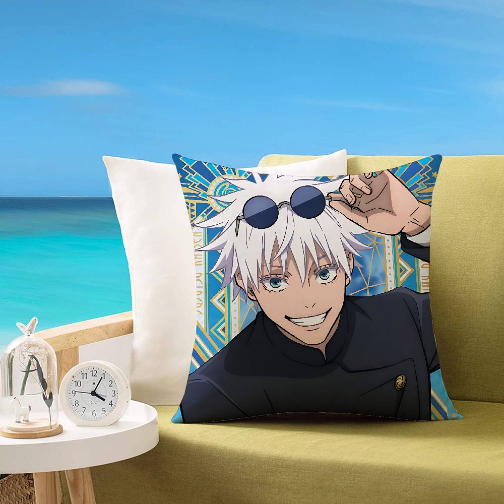 Cartoon G-Gojo Satoru Pillow Case Cushion Cover Soft Cute Throw Pillow Case For Car Sofa Pillowcase Polyester With Zipper