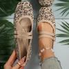 Mote flate kvinners sko med rund tå leopardtrykte sko Uformell Pustende Slip-on Flat Outdoor Dame Mary Jane Sko