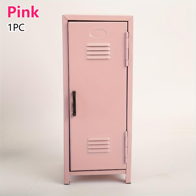 

Pink Lavender Small Cabinet Metal Desktop Cute Storage Girl Locker Organizer Table Decor Kawaii Desktop Storage Cabinets Ins