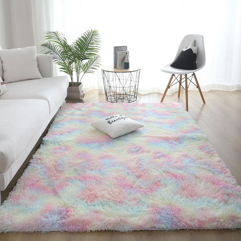 

Silk Wool Rugs Children s Room Living Room Bedroom Tie-Dye Non-Slip Washable Machine Washable Carpet Mats 40X60CM