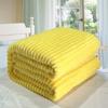 Thickened Flannel Striped Velvet Blanket, Plain Color Coral Fleece