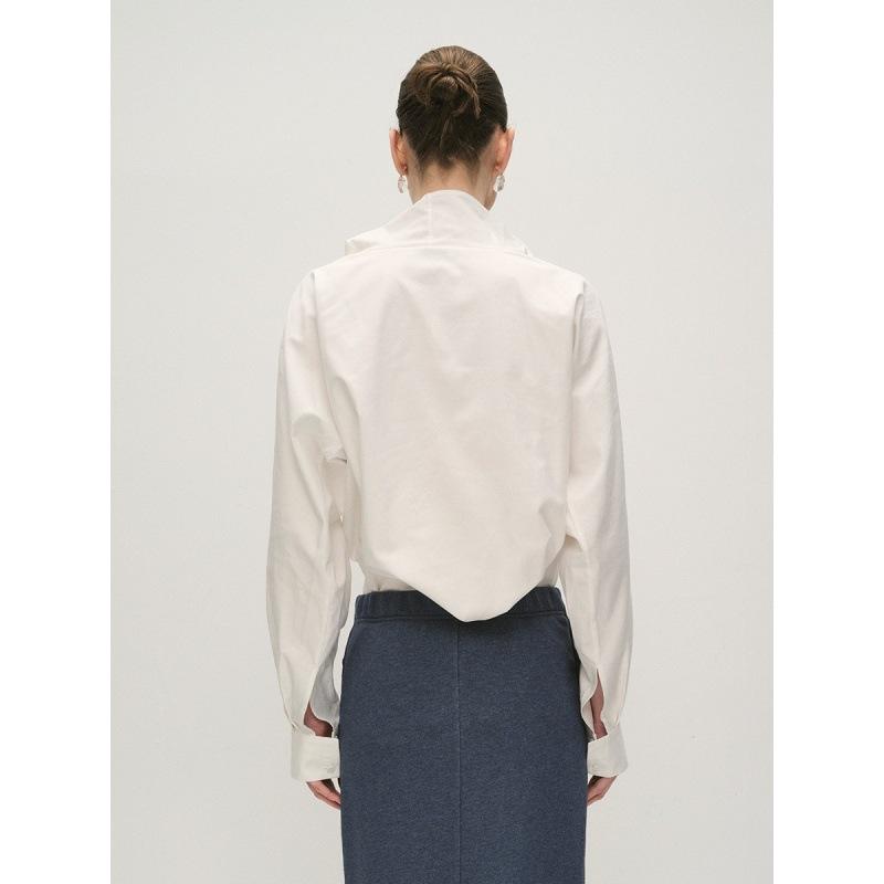 Longmei Women's High Neck Long Sleeve Top - Early Spring 2026 VKC Style, Simple Commute, Half-Open Collar Shirt