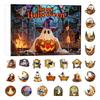 2025 Halloween 2D Ghost Reading Ornament Countdown Set 24 Days Advent Calendar Stained Glass Window Hanging Suncatchers for Home Decor