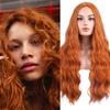 Elegant Long Wavy Curly Wig Middle Part Cosplay Lolita Wigs White Orange Synthetic Wigs  Halloween