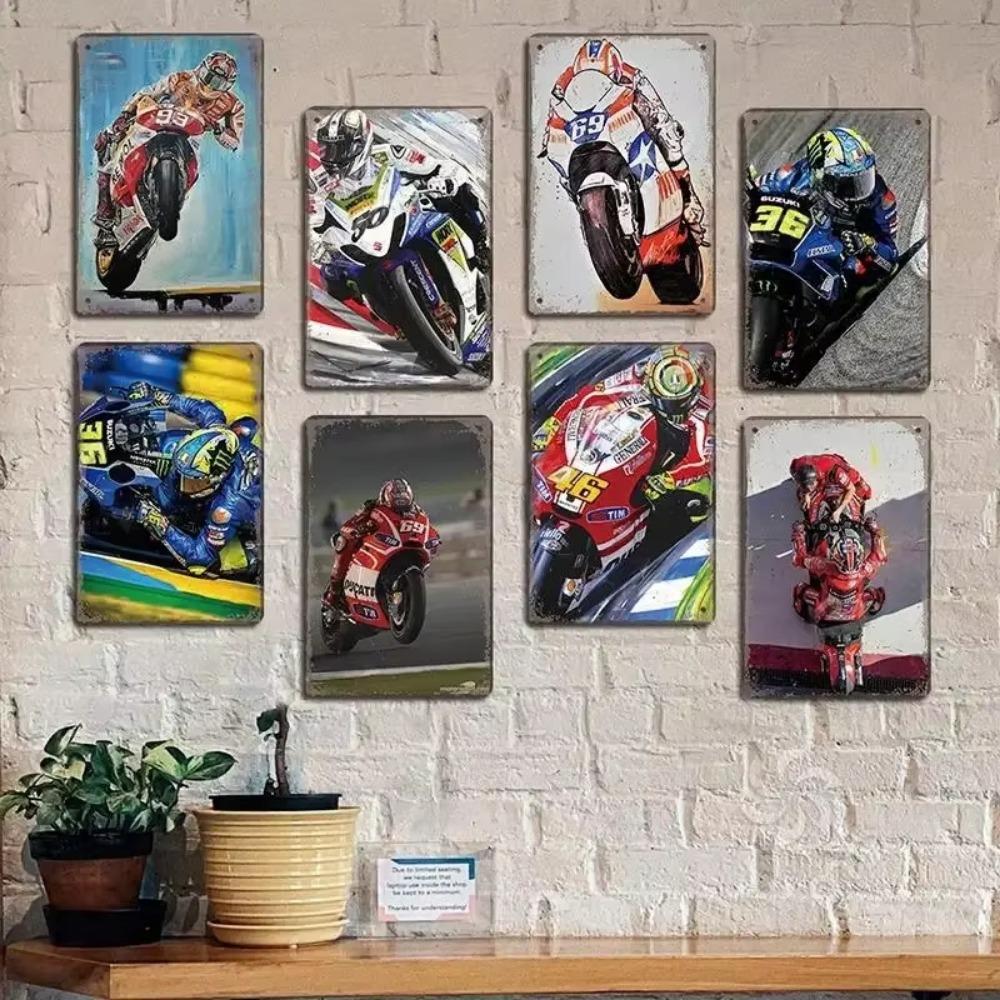 Vintage Metal Tin Signs Motor Sports Posters Decor Motorcycle Racing Retro Metal Plaque Wall Art Decor for Garage Bar