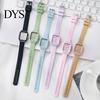 Fashionable Women Watch Silicone Square Dial Quartz Wristwatch Rhinestone Minimalist Ladies Timepiece Dress for Casual Formal Office Party Dating