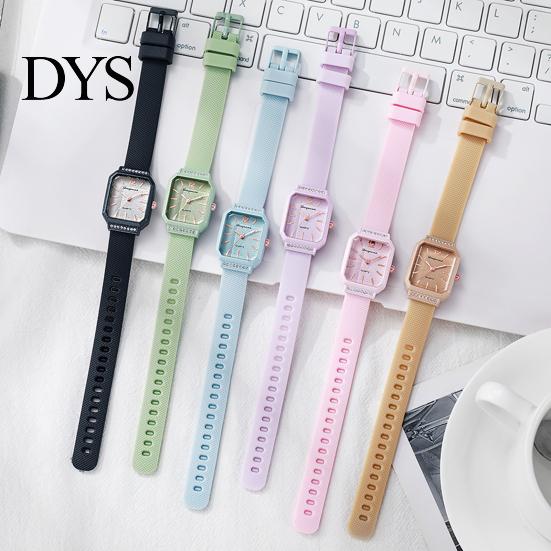 Fashionable Women Watch Silicone Square Dial Quartz Wristwatch Rhinestone Minimalist Ladies Timepiece Dress for Casual Formal Office Party Dating