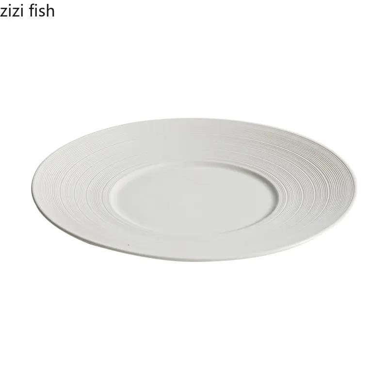 Runde Kreative Keramik Pasta Steak Platte Kochgeschirr Restaurant Einfarbig Schlichtes Geschirr Snack Dessert Tablett Speiseteller