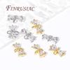 18K Gold Plated Shiny Cubic Zirconia Crystal Bowknot Charm Connectors For DIY Women's Earrings/Bracelets Jewelry Making Supplies