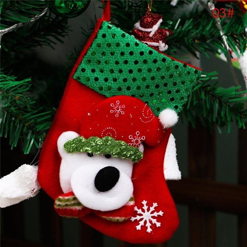 Christmas Santa Socks Cute Ornaments Festival Party Xmas Tree Hanging Decoration Ornaments Decor KTY