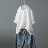 2025wish Cotton Linen Casual Ruffle Short Sleeve Women's Shirt