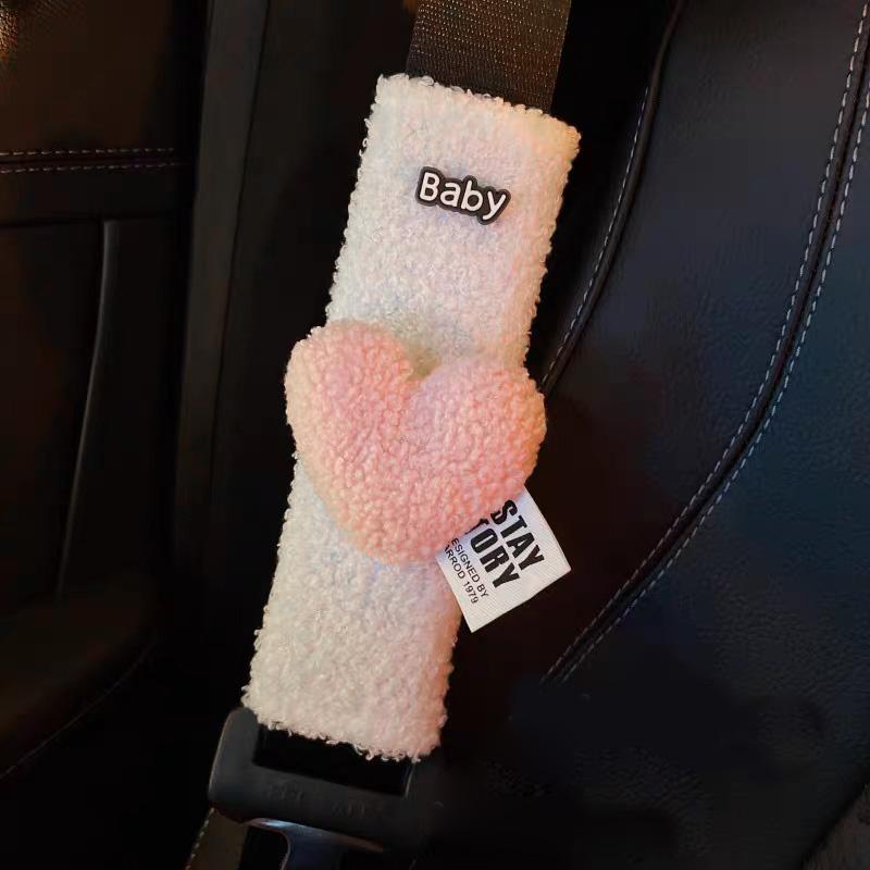 Christmas Gift Cute Red Heart Car Seat Belt Cover Imitation wool Plush Auto Seatbelt Safety Shoulder Pad For Child Women