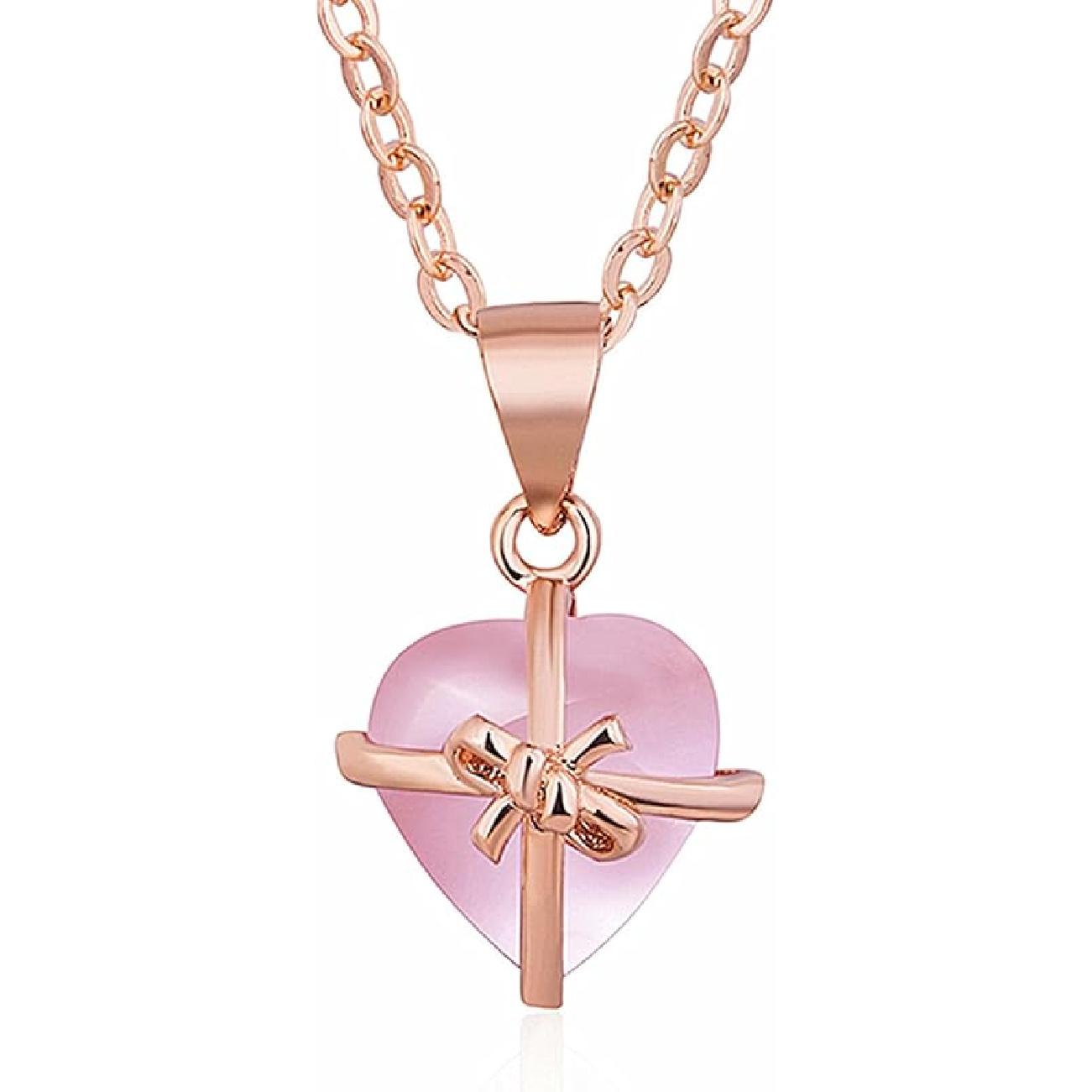 Розовое Сердце Ожерелье для Женщин Кристальное Сердце Подвеска Ожерелье Розовое Золото Цепочка Ожерелье Любовь Ювелирные Изделия Подарки для Женщин