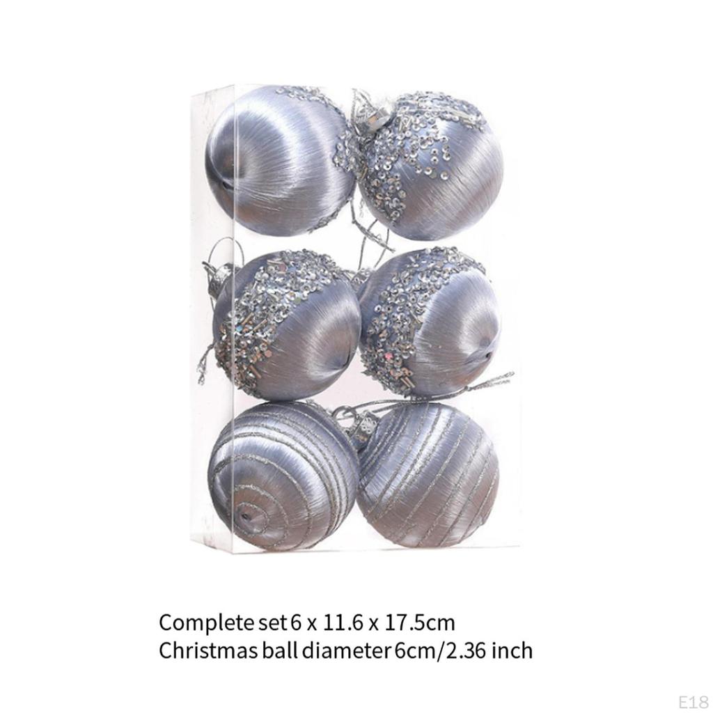 6Pcs Christmas Ball Ornaments Hanging Shatterproof Balls Decorative Bauble for