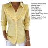 Women Shirt Lapel Long Sleeve Ruffle Decor Shirt Tops Pure Color Loose Fit Buttons Placket Casual Shirt Work Party Vacation Wear